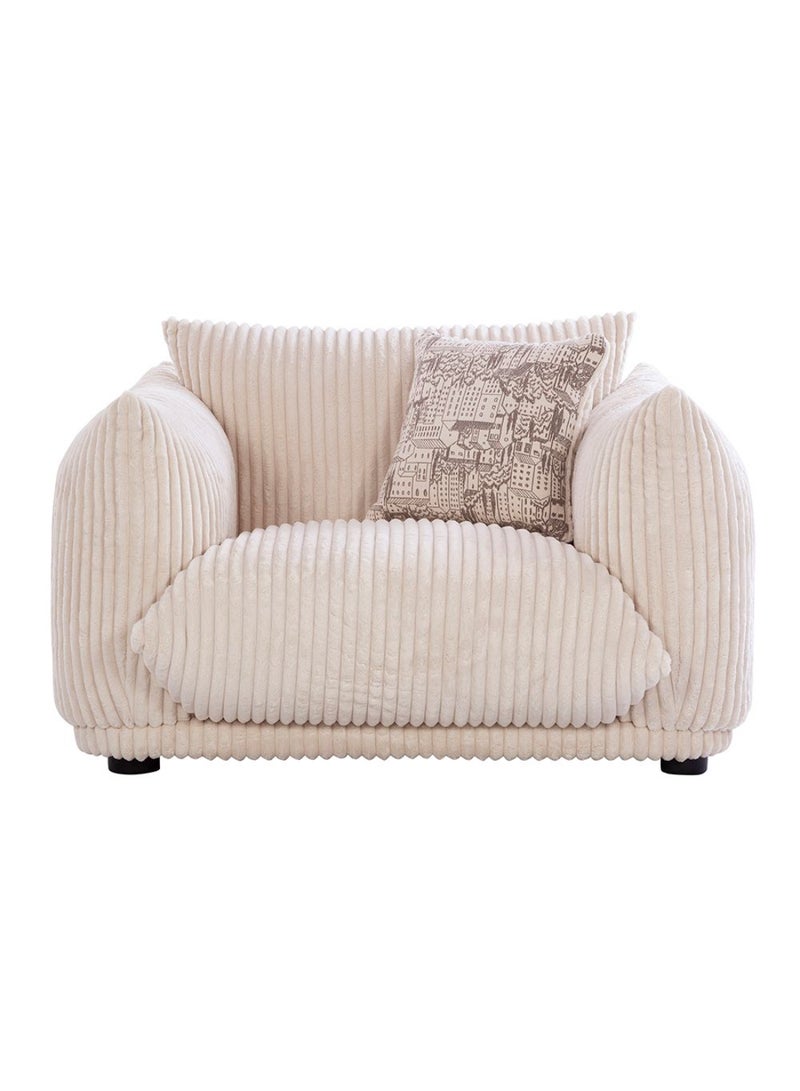 DANUBE HOME York 1 Seater Fabric Arm Chair 1 Seater Sofa | Armchair | Modern Design Single Seater Accent Chair | Comfortable Living Room Furniture L121xW96xH75cm - Beige  - Image 1
