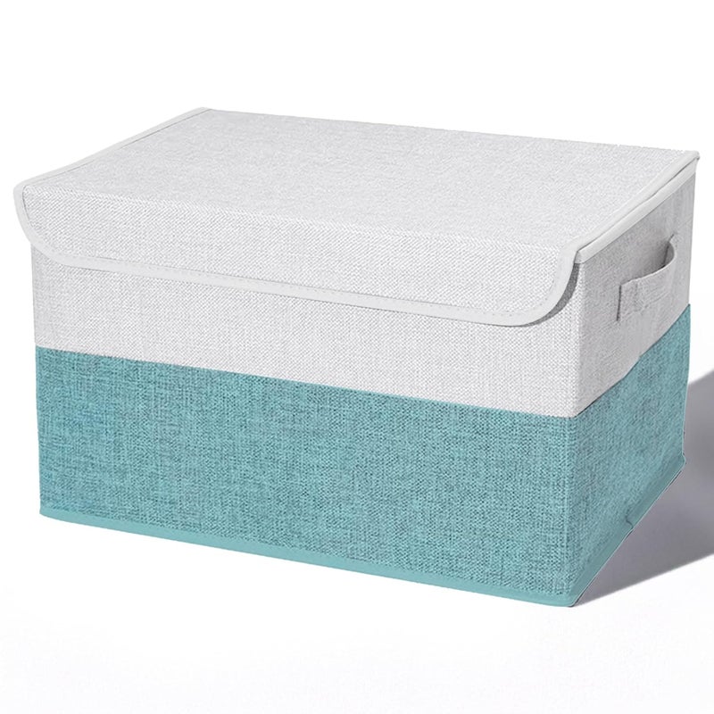 PRIME PICK Line Cloth Storage Box Blue Large Capacity Foldable Storage Organizer for Clothes Bedding Toys and Seasonal Items Durable Dustproof Waterproof Pack of 1 Blue - Image 1