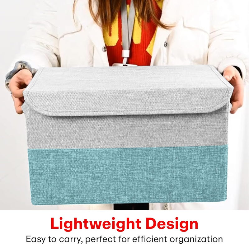 PRIME PICK Line Cloth Storage Box Blue Large Capacity Foldable Storage Organizer for Clothes Bedding Toys and Seasonal Items Durable Dustproof Waterproof Pack of 1 Blue - Image 5