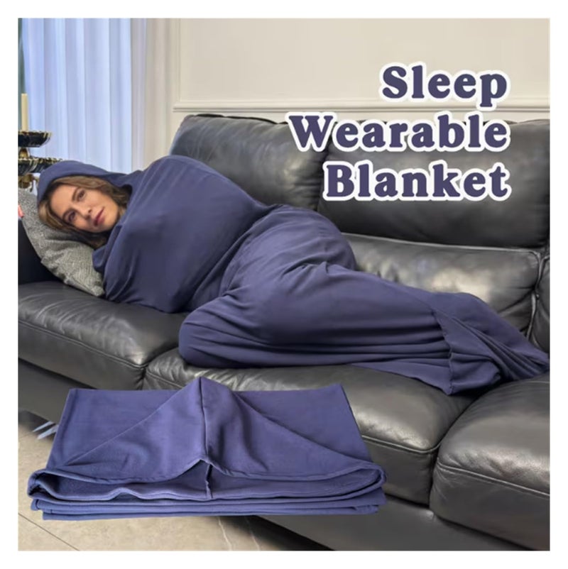 SZTLKHH Wearable Sleep Pod Hug Blanket,Constant Temperature Control Bedding 360Â° Ergonomic Snug Fit, Ultra Soft Duvet Fabric for All-Season Deep Sleep(Dark Blue,140 * 35cm) - Image 2