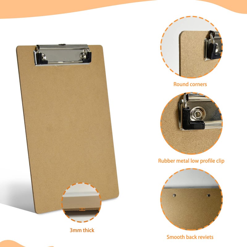 HappyHapi Mini Clipboards 32 Pack Memo Size 6 x 9 Inches Bulk Small Clip Boards for Classroom School Supplies, Eco-Friendly Wood Hardboard A5 Low Profile with Hang Tab for Home, Office, Traveling - Image 2