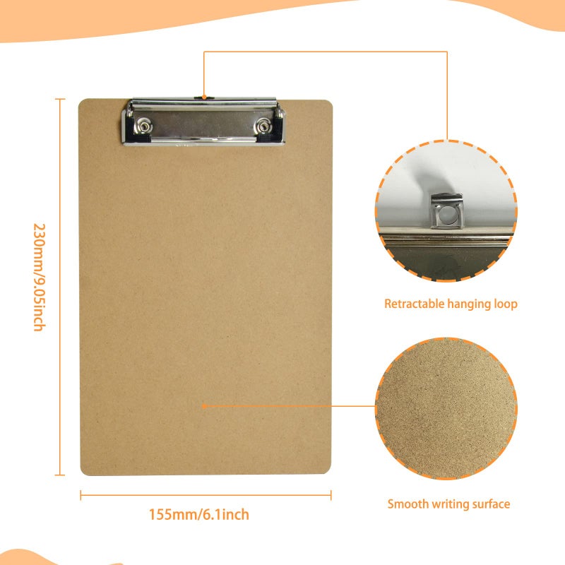 HappyHapi Mini Clipboards 32 Pack Memo Size 6 x 9 Inches Bulk Small Clip Boards for Classroom School Supplies, Eco-Friendly Wood Hardboard A5 Low Profile with Hang Tab for Home, Office, Traveling - Image 3