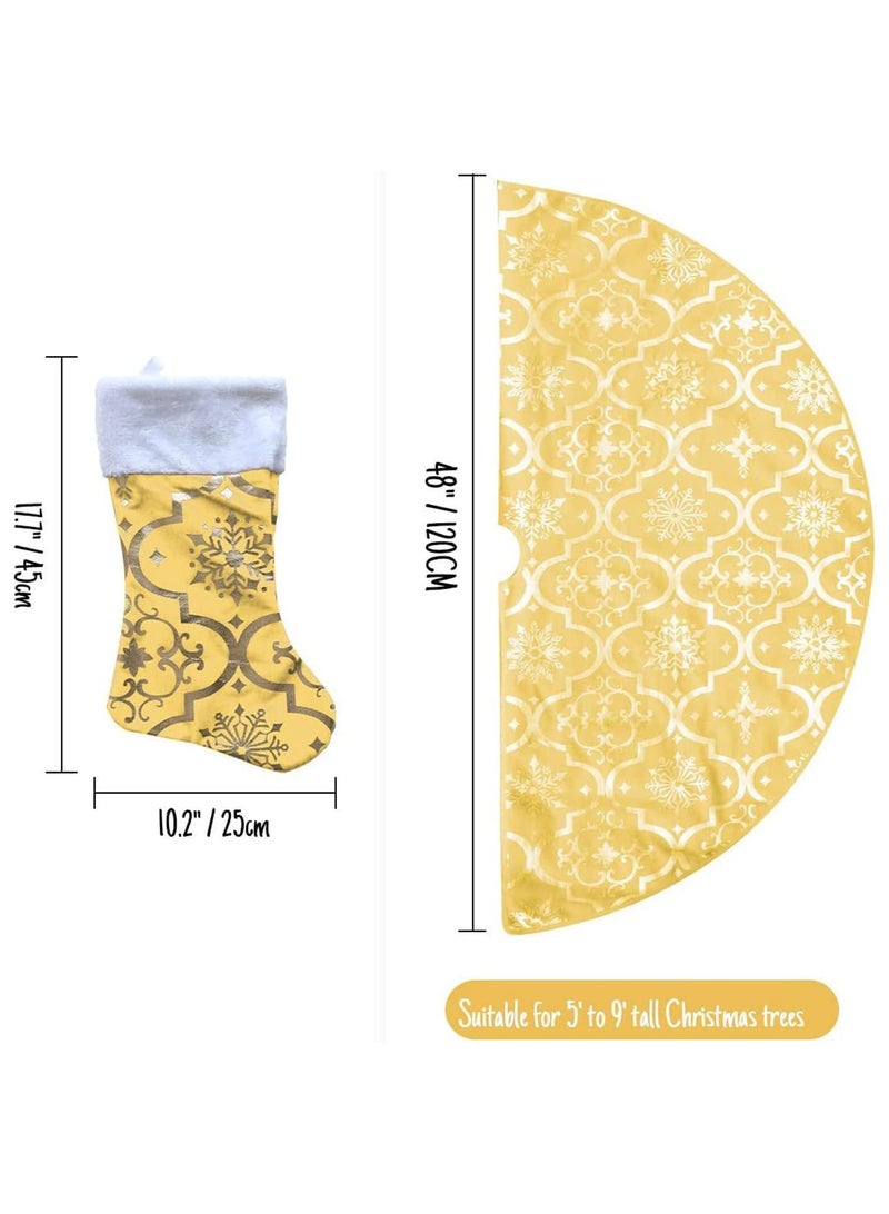 AUTOYSUR تنورة شجرة عيد الميلاد، قطر 48 بوصة / 122 سم، تنورة قاع شجرة عيد الميلاد بأحرف إنجليزية لتزيين شجرة عيد الميلاد، زينة منزلية لحفلات العيد، لتزيين شجرة عيد الميلاد - Image 3