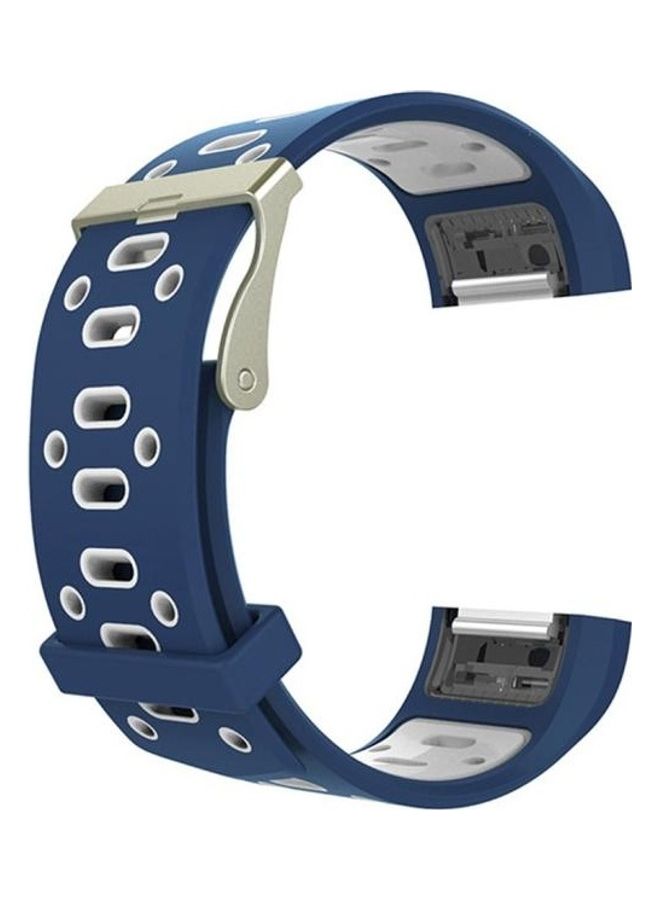 NIBEMINENT Two-Tone Round Hole Silicone Replacement Band For Fitbit Charge 2 Blue/White
