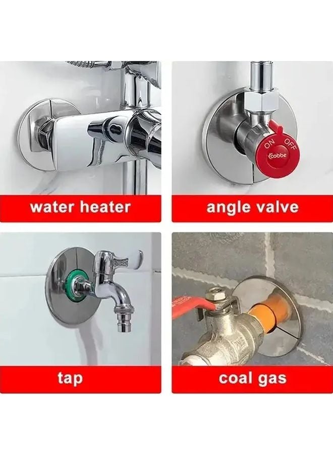 10pcs Stainless Steel Faucet Covers Chrome Finish Self Adhesive Wall Decor - Image 5