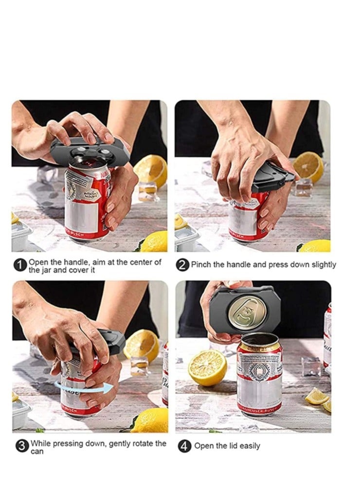 OASIS-TH Bottle Opener, Can Opener, 1Pcs Screw Cap Top Remover Multifunctional Bottle Rip and Sip Hand Held Smooth Edge Manual Professional Beverage Tin Household Safety Portable Black - Image 3