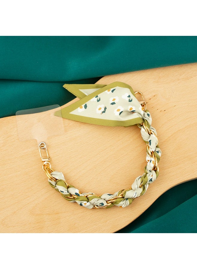 NIBEMINENT Beaded Phone Lanyard, Anti Lost Removable Wrist Strap, Scarf Personality Bracelet Pendant, Phone Keychain Lanyard, White