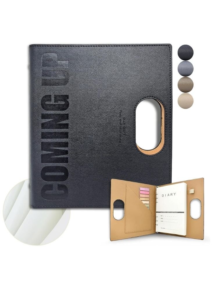 Premium Leather Diary “Coming Up” Edition – Black | Executive Notebook Planner - Image 1