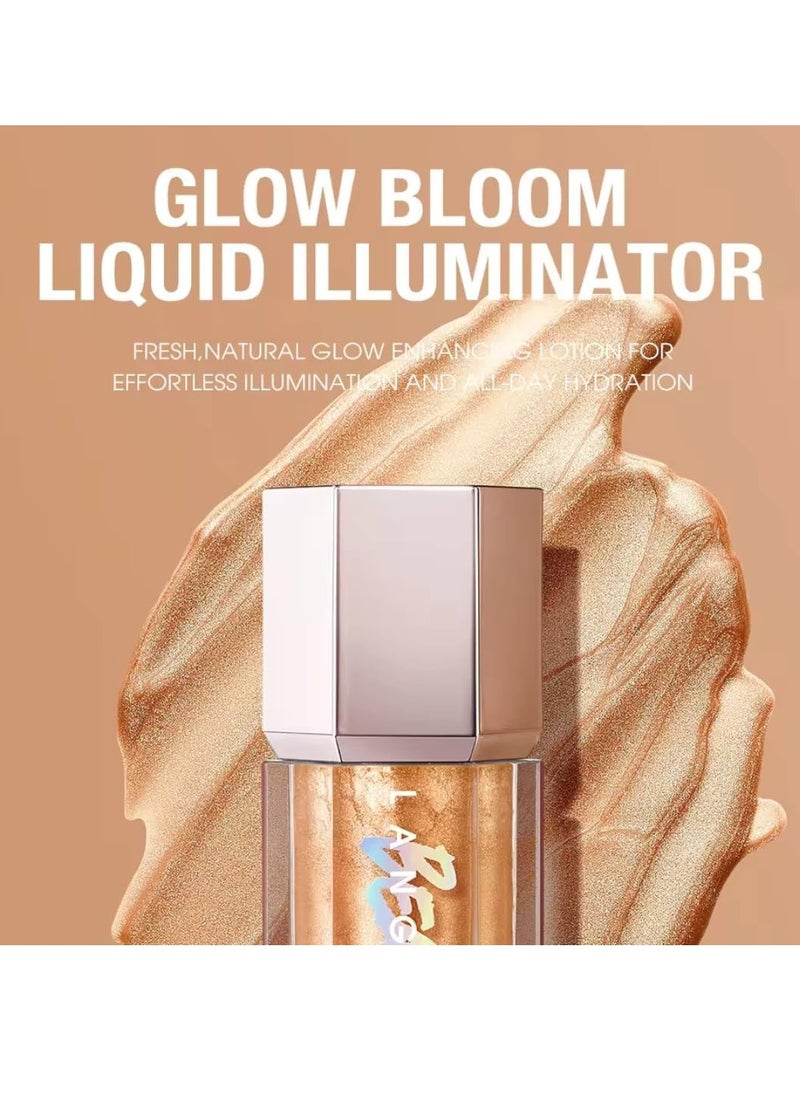 LANGMANNI هايلايتر سائل Glow Bloom من Candlelit، هايلايتر Glow Bloom لامع لامع، هايلايتر للوجه بلمسة نهائية لامعة ومرطب، هايلايتر سائل 02  - Image 3