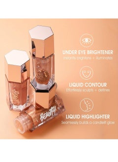 LANGMANNI Glow Bloom Liquid Highlighter Makeup Candlelit Glow Bloom Highlighter Shimmer Glitter Illuminating Cheek High Gloss Finish Face Highlighter Moisturizing Glitter Liquid Highlighter 02  - Image 5