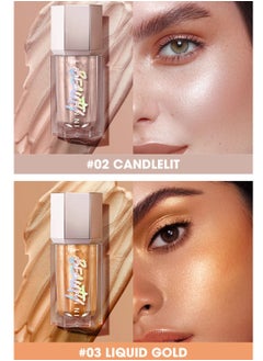 LANGMANNI Glow Bloom Liquid Highlighter Makeup Candlelit Glow Bloom Highlighter Shimmer Glitter Illuminating Cheek High Gloss Finish Face Highlighter Moisturizing Glitter Liquid Highlighter 02  - Image 2