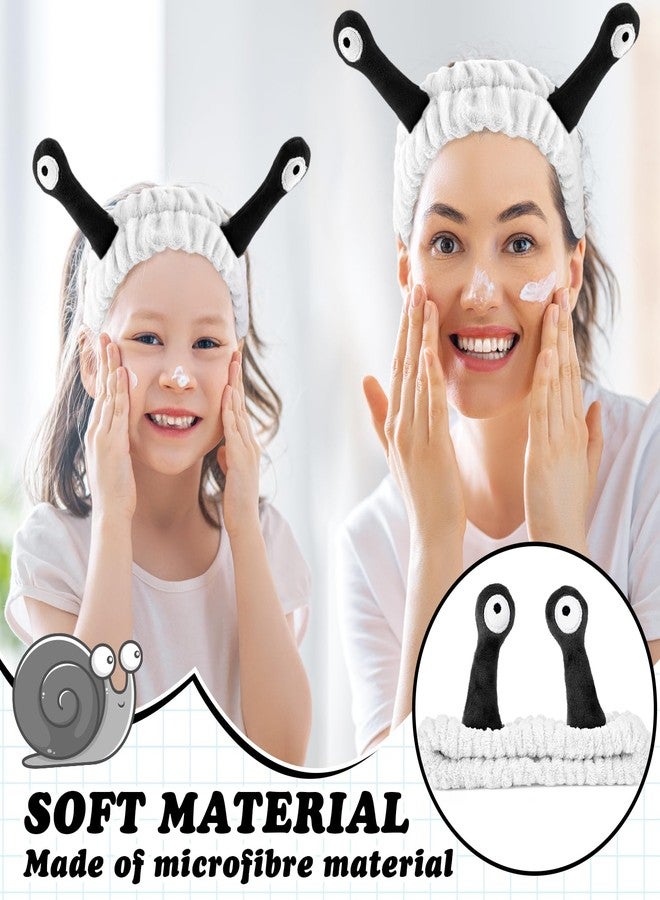 Sibba Face Wash Headband Snail Headbands Spa Hair Bands Makeup Headbands Cute Cartoon Coral Fleece Elastic Headband Creative Hair Accessories for Washing Face Shower Sports Beauty Skincare (White) - Image 4