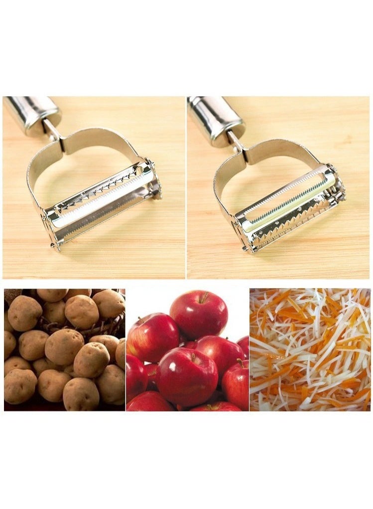 هومستر الجيد 304 من الفولاذ غير القابل للصدأ لتقشير । متعددة الوظائف اثنان في واحد الفواكه والخضار لتقشير । ShuangDao المنطقة تصميم، لأغراض "قطع" و "لينة تقشير । تتفق مع مريحة لنجمنا الجديد المقبض ।، مناسب جدا بنا أن ثقب । البطاطس، । غسالة الصحون الأمن مثل التفاح، الجزر إلى ضروريات المطبخ - Image 5