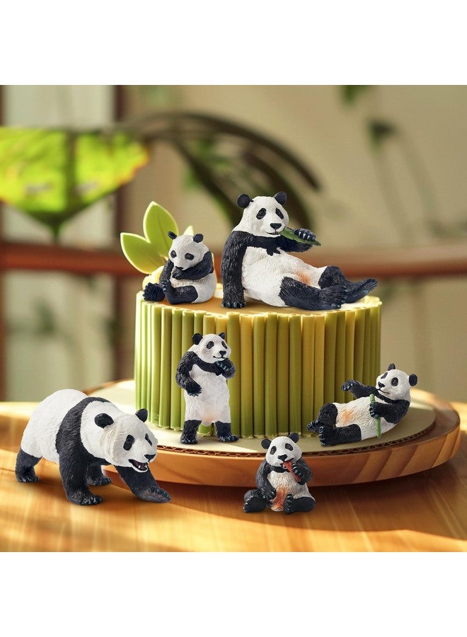 Toymany 6PCS Panda Figurines Toy Set, Realistic Plastic Jungle Animals Figures Family Set with Bamboo & Baby Pandas, Educational Toy Cake Toppers Christmas Birthday Gift for Kids - Image 5