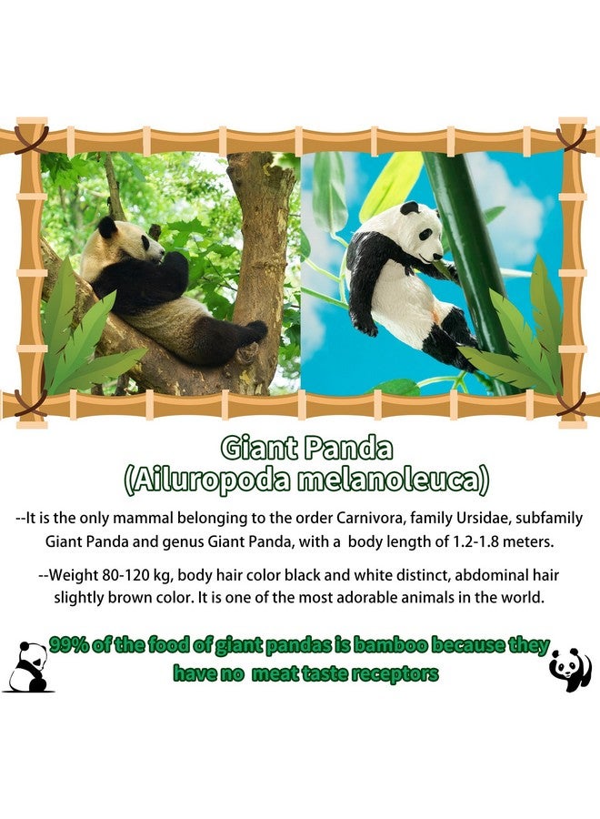 Toymany 6PCS Panda Figurines Toy Set, Realistic Plastic Jungle Animals Figures Family Set with Bamboo & Baby Pandas, Educational Toy Cake Toppers Christmas Birthday Gift for Kids - Image 3