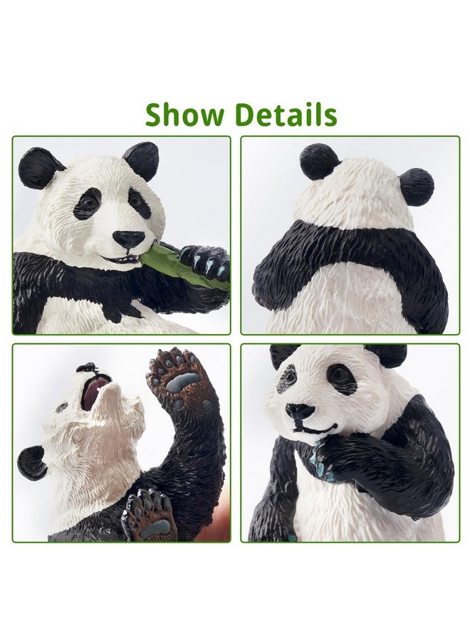 Toymany 6PCS Panda Figurines Toy Set, Realistic Plastic Jungle Animals Figures Family Set with Bamboo & Baby Pandas, Educational Toy Cake Toppers Christmas Birthday Gift for Kids - Image 2