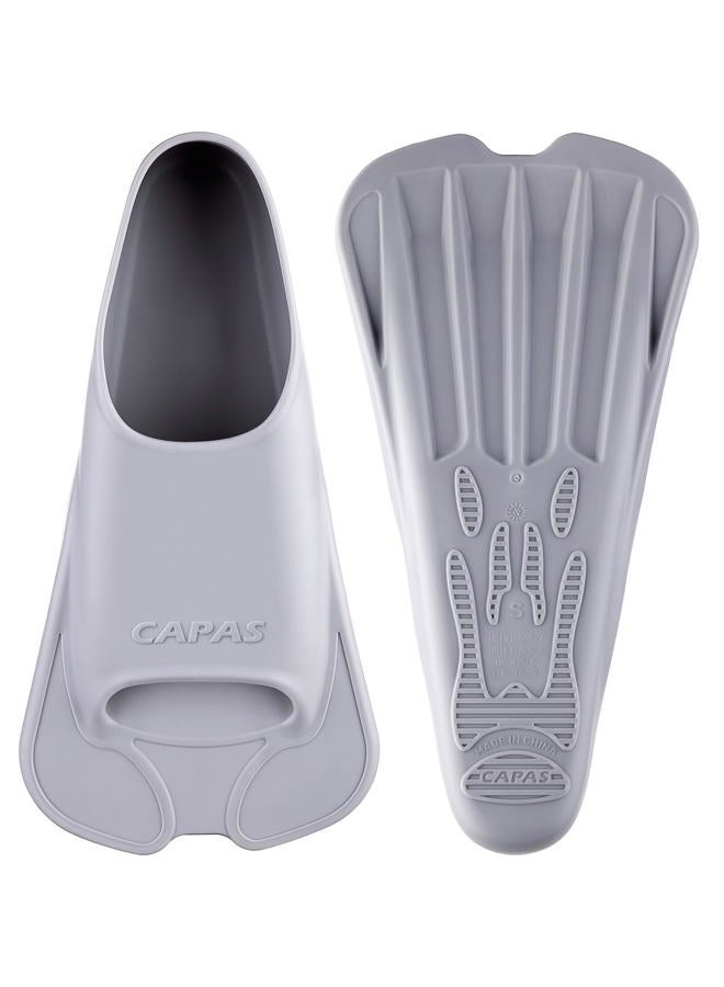 Capas Swim Training Fins Comfortable Silicone Swimming Flippers Short Blade Build Leg Strength (Grey, L (US Male 9-10 US Female 10-11)) - Image 1