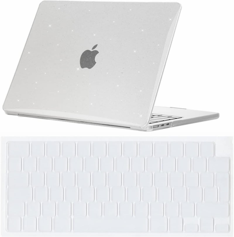 سيفن لاين متوافق مع حافظة MacBook Air 15 بوصة 2025 2024 2023 M4 M3 M2 A2941/A3114/A3241 كريستالية لامعة براقة صلبة واقية للكمبيوتر المحمول مع غطاء لوحة مفاتيح، شفاف - Image 1