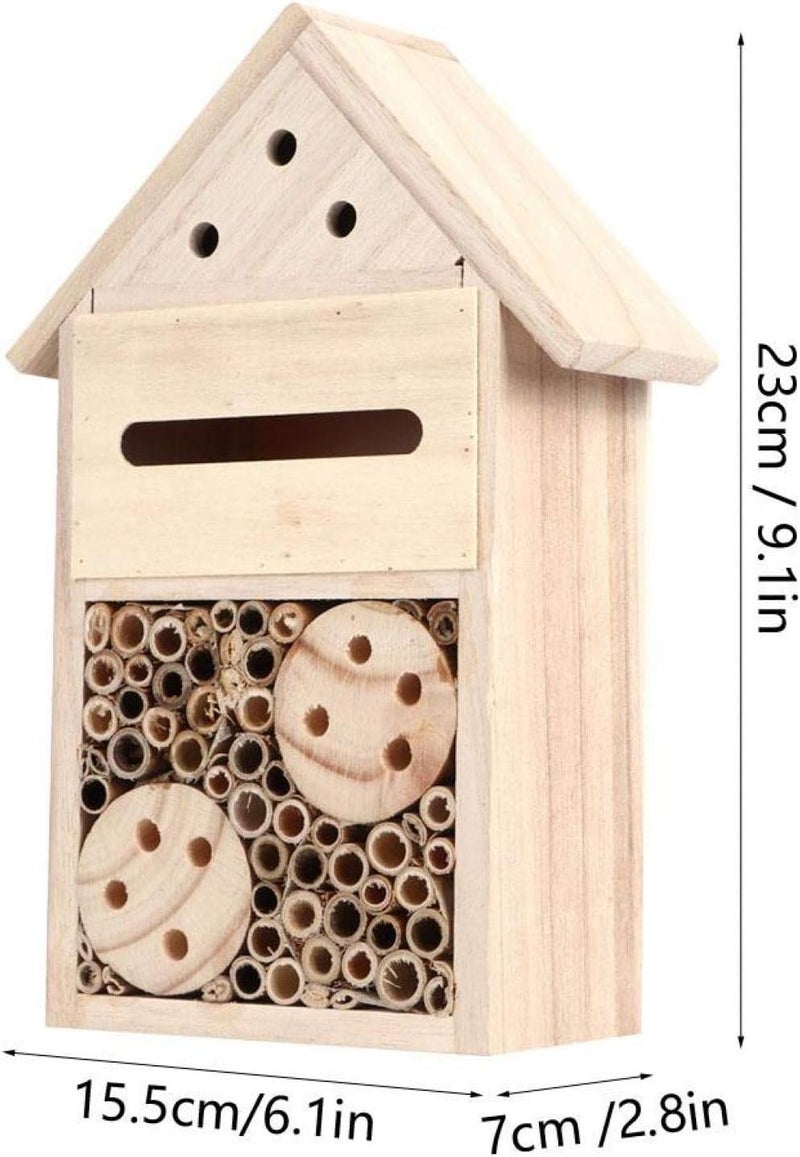 woobles Insect House Natural Wooden Bee Hotel Butterfly Habitat,Adopts Tubular Channels,Garden Shelter for Bees, Butterflies, Ladybugs (B)-B - Image 5