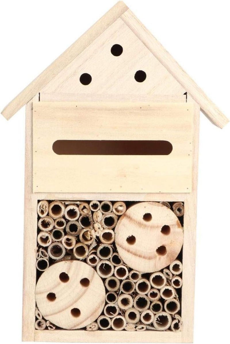 woobles Insect House Natural Wooden Bee Hotel Butterfly Habitat,Adopts Tubular Channels,Garden Shelter for Bees, Butterflies, Ladybugs (B)-B - Image 1