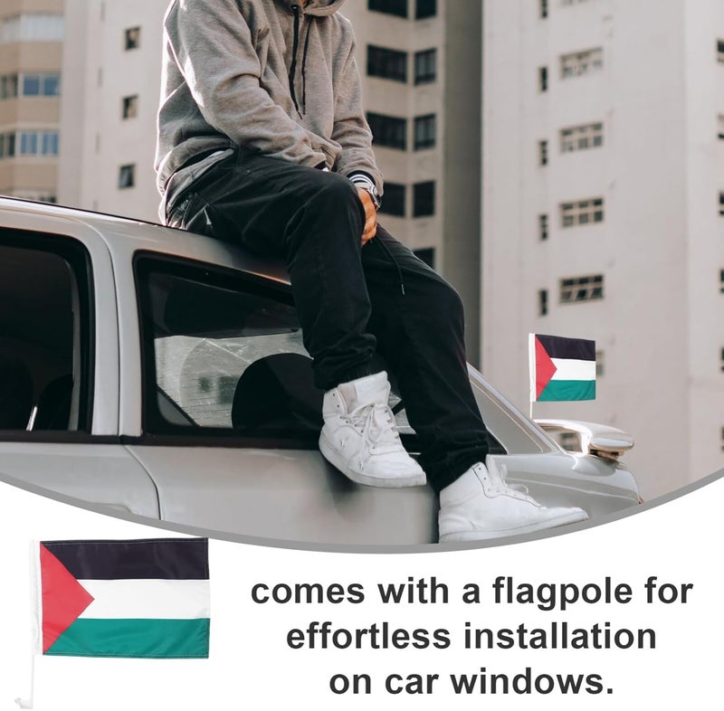 klarako Palestine Flag For Car Window Auto Vehicle Mount Bracket Clip National Country Flag with Flagpole Support Patriotic Sports Event 30 * 45cm - Image 3