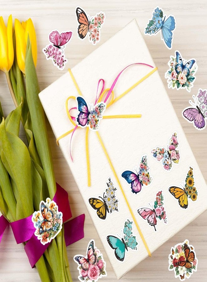 Whaline 1000Pcs Butterfly Flower Stickers Roll Spring Floral Colorful Paper Decals 16 Designs Watercolor Self-Adhesive Decorative Stickers for Envelope Scrapbook Daily Party Supplies - Image 4
