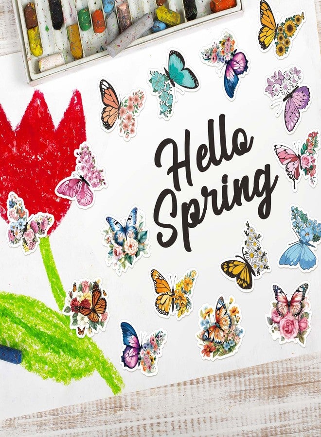 Whaline 1000Pcs Butterfly Flower Stickers Roll Spring Floral Colorful Paper Decals 16 Designs Watercolor Self-Adhesive Decorative Stickers for Envelope Scrapbook Daily Party Supplies - Image 5