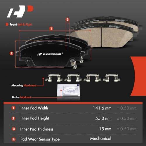 A-Premium Front Ceramic Disc Brake Pads Set Compatible with Mazda 3 2014-2018, 3 Sport 2014-2018, CX-3 CX3 2016-2021, 4 Pcs - Image 5