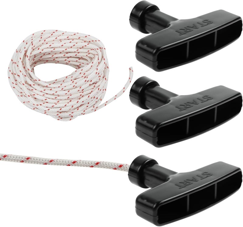 FLYPIG 3 Pieces Starter Handle with Recoil Starter Rope 10-Meter，3.0mm Pull Cord for Husqvarna Stihl Poulan Lawn Mower Chainsaw Trimmer Edger Brush Cutter Engine Parts - Image 1