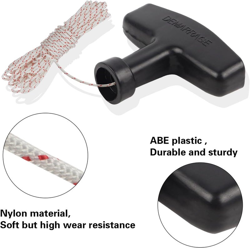 FLYPIG 3 Pieces Starter Handle with Recoil Starter Rope 10-Meter，3.0mm Pull Cord for Husqvarna Stihl Poulan Lawn Mower Chainsaw Trimmer Edger Brush Cutter Engine Parts - Image 4