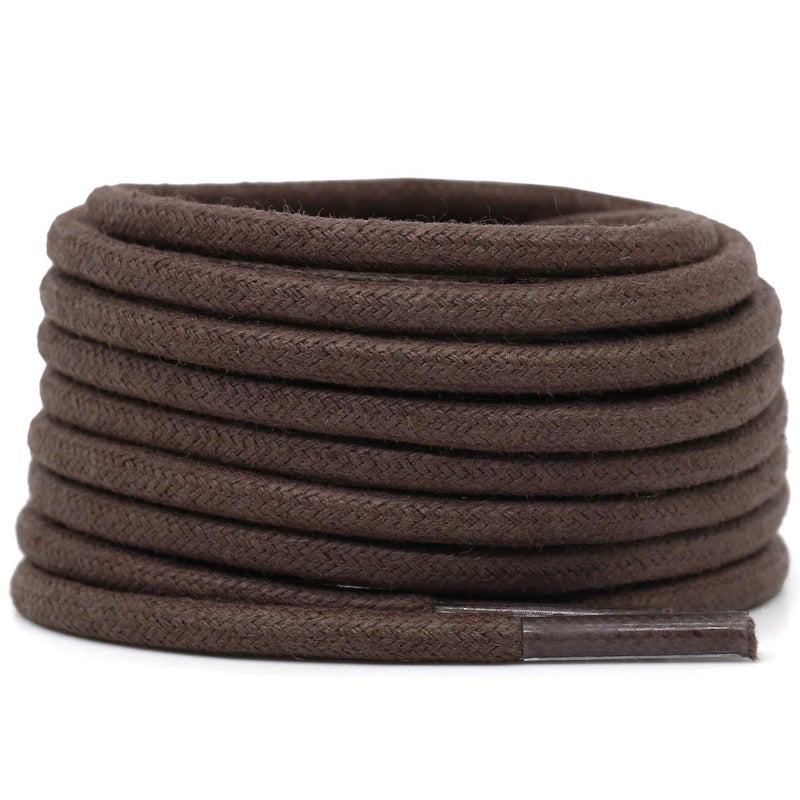 DELELE Round Cotton Waxed Shoelaces: 7/50 Inches Dark Brown Dress Shoe Laces for Boot 2 Pair 28 inch - Image 1