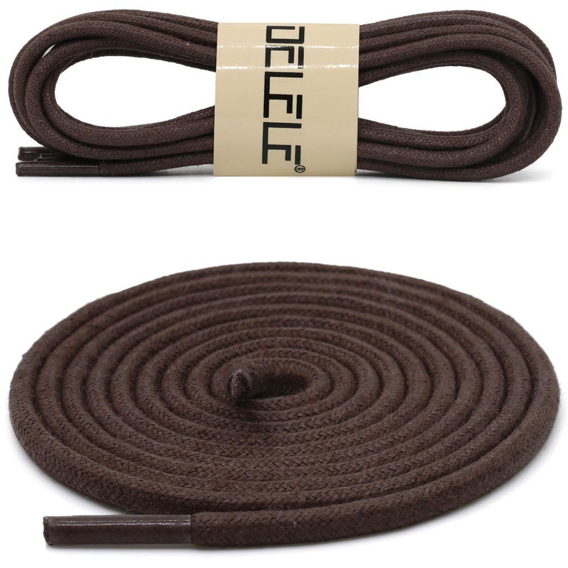 DELELE Round Cotton Waxed Shoelaces: 7/50 Inches Dark Brown Dress Shoe Laces for Boot 2 Pair 28 inch - Image 2