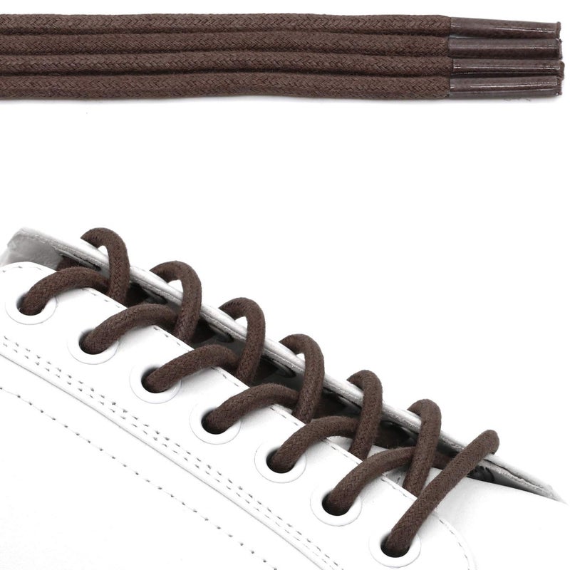 DELELE Round Cotton Waxed Shoelaces: 7/50 Inches Dark Brown Dress Shoe Laces for Boot 2 Pair 28 inch - Image 4