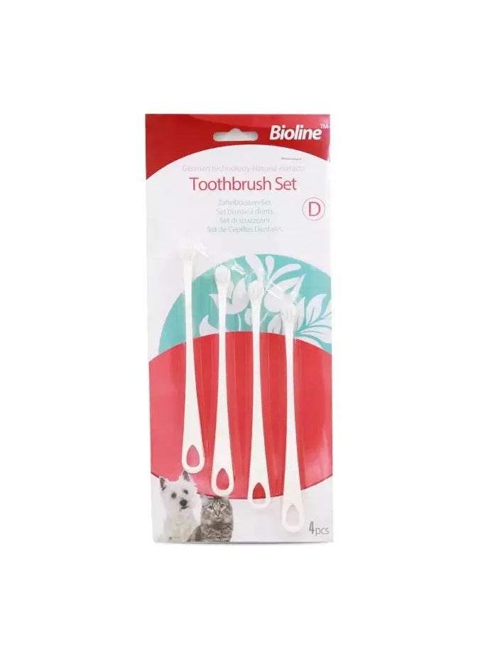 Bioline Toothbrush Set for Cats & Puppies – 4 Pcs (Length: 15.5 cm) - Image 1