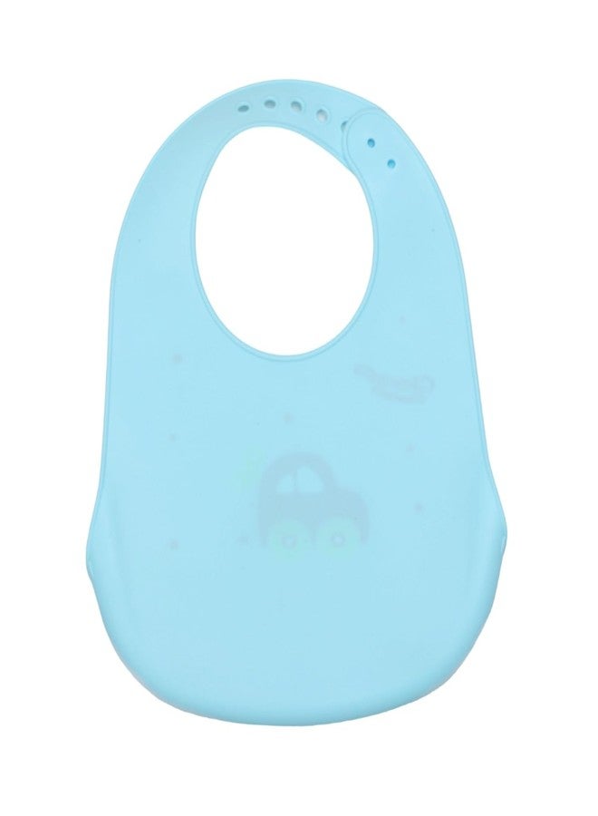 Yellow Bee Silicone Car Print Bib with Crumb Catcher and Adjustable Closure for Boys, Blue, 6-36 Months - Image 3
