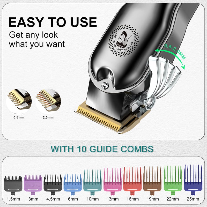 Hatteker Hair Clipper Cordless Barber Clipper T-Blade Beard & Nose Trimmer Grooming Kit Professional IPX7 Waterproof - Image 5