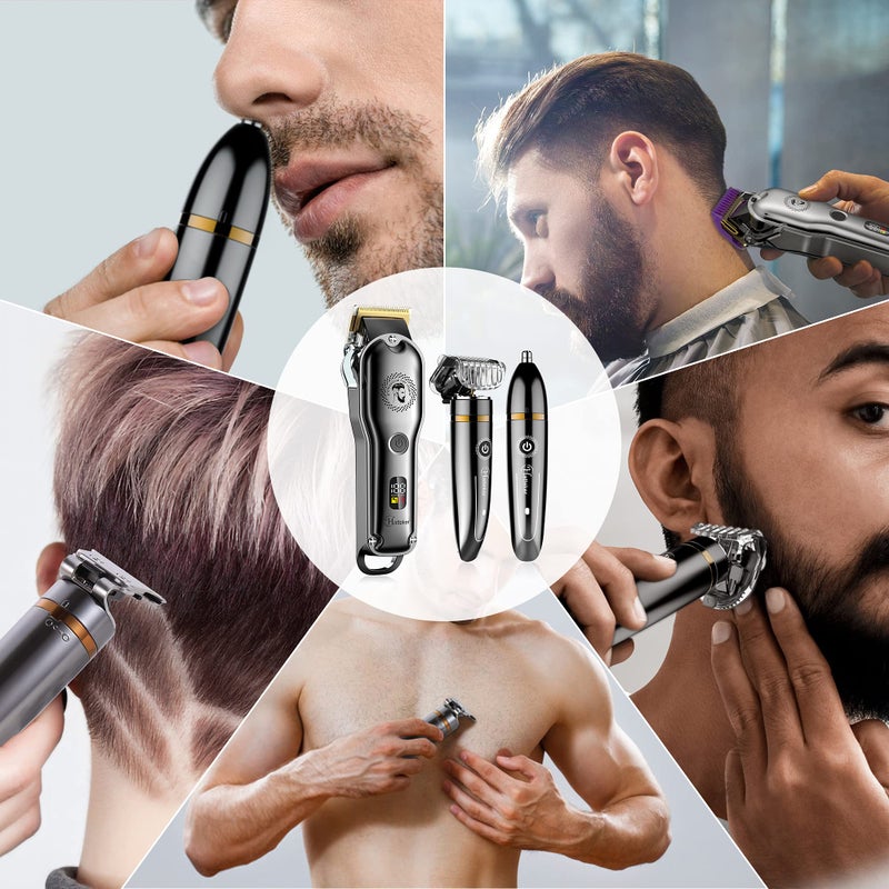 Hatteker Hair Clipper Cordless Barber Clipper T-Blade Beard & Nose Trimmer Grooming Kit Professional IPX7 Waterproof - Image 3