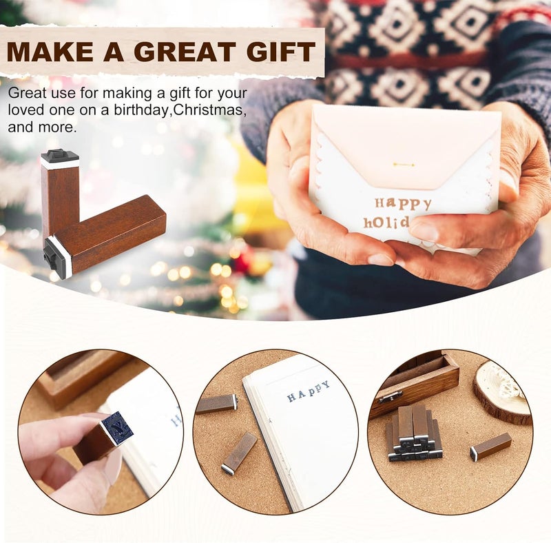 UCEC 70pcs Alphabet Stamps for Clay, Rubber Letter Stamps for Crafting, Wooden Letter Number and Symbol Stamp Set for Scrapbooking Supplies DIY Craft Card Making - Image 3