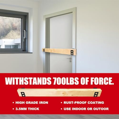SecurityMan Heavy Duty 2x4 Door Barricade Brackets - 700lbs of Force, Door Brace Install in -(2pc) Thick 3.5mm Iron Metal U Bracket | Rust Proof - Gate Bar Holder for Indoor/Outdoor Door Security Bar - Image 3