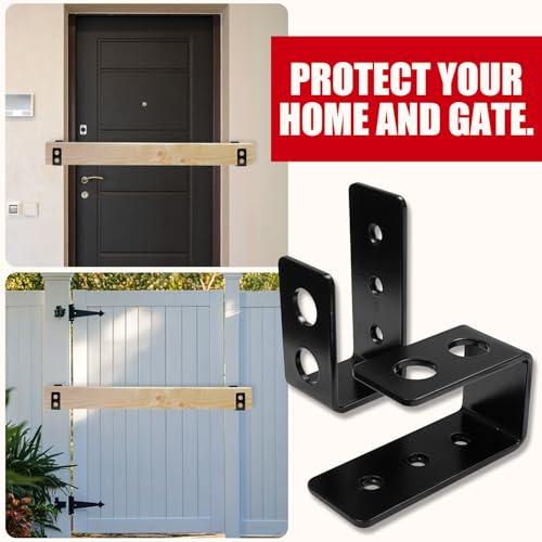 SecurityMan Heavy Duty 2x4 Door Barricade Brackets - 700lbs of Force, Door Brace Install in -(2pc) Thick 3.5mm Iron Metal U Bracket | Rust Proof - Gate Bar Holder for Indoor/Outdoor Door Security Bar - Image 2