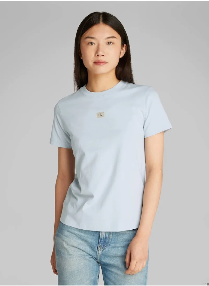 Calvin Klein Jeans Women's Wowen Label Regular Fit T-Shirt - Cotton, Blue