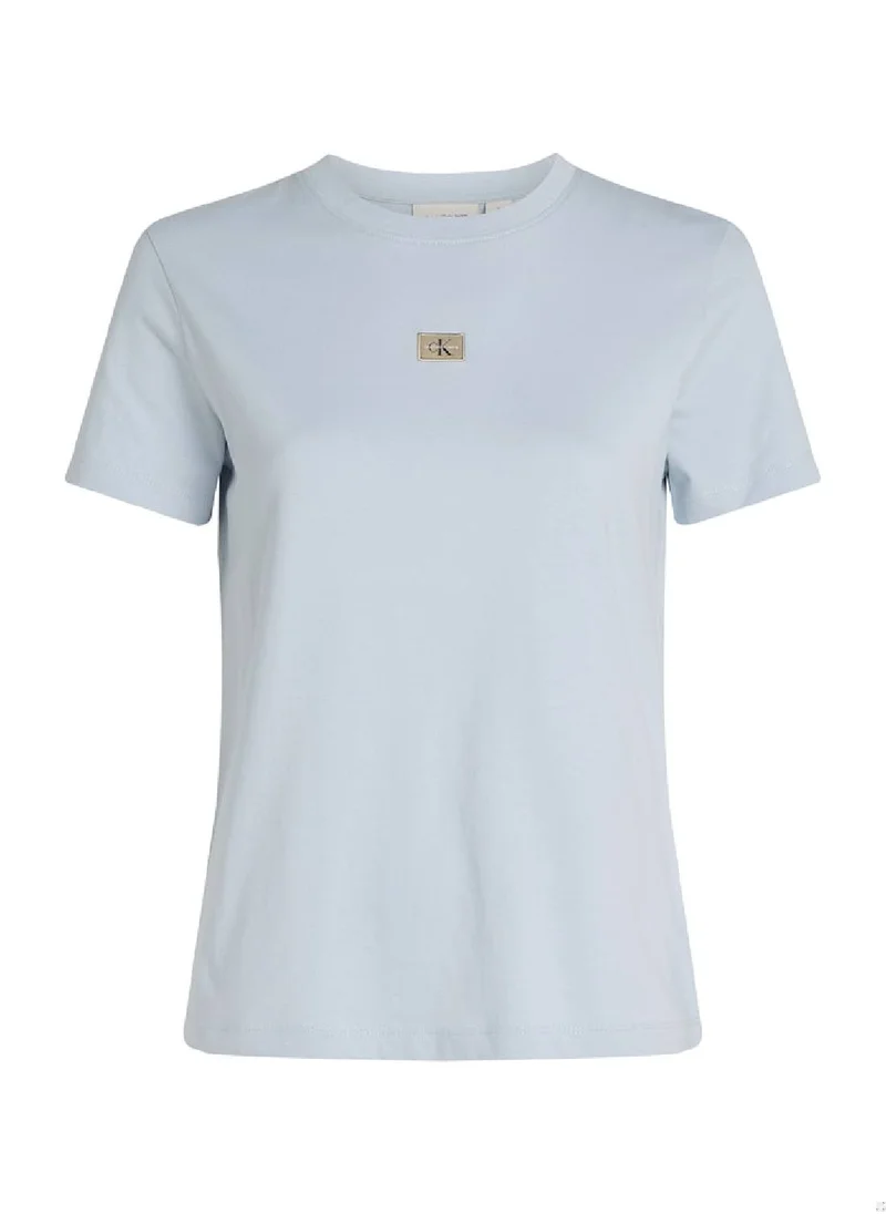 Calvin Klein Jeans Women's Wowen Label Regular Fit T-Shirt - Cotton, Blue