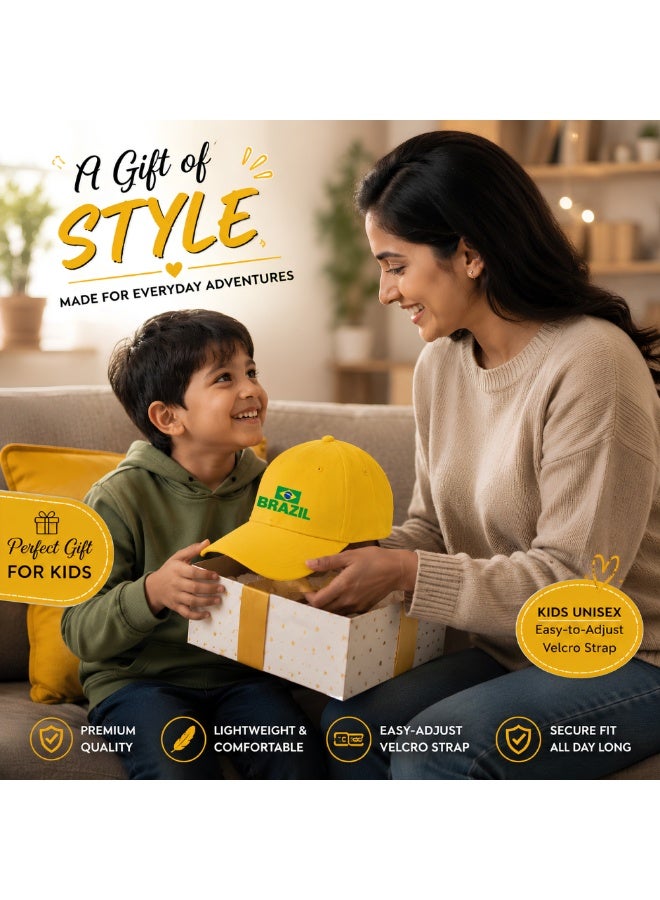 Brazil Sports Cap With Adjustable Velcro Closure For Kids Unisex - Image 5