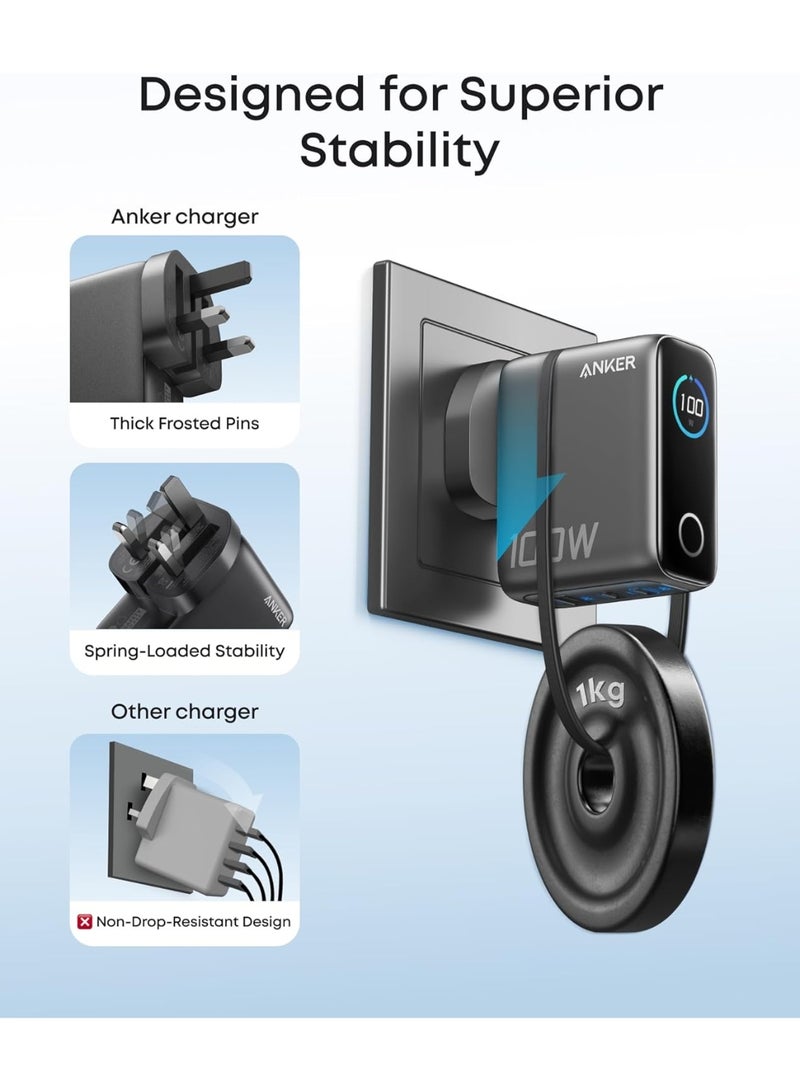Anker Charger, 100W Max USB C Charger, 3-Port GaN and Ultra-Compact Wall Adapter, Smart Display and Touch Control, For MacBook, iPad, iPhone 17/16/15 Series, and More - Image 5