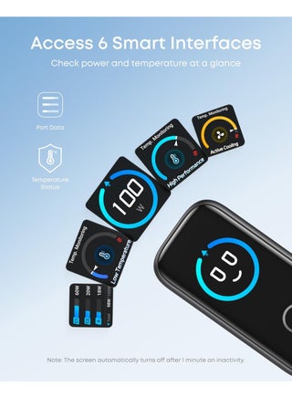 شاحن أنكر، شاحن USB C بحد أقصى 100 واط، محول حائط ثلاثي المنافذ بتقنية GaN وصغير الحجم للغاية، شاشة ذكية وتحكم باللمس، لجهاز MacBook و iPad و iPhone 17/16/15 وغيرها - view 3