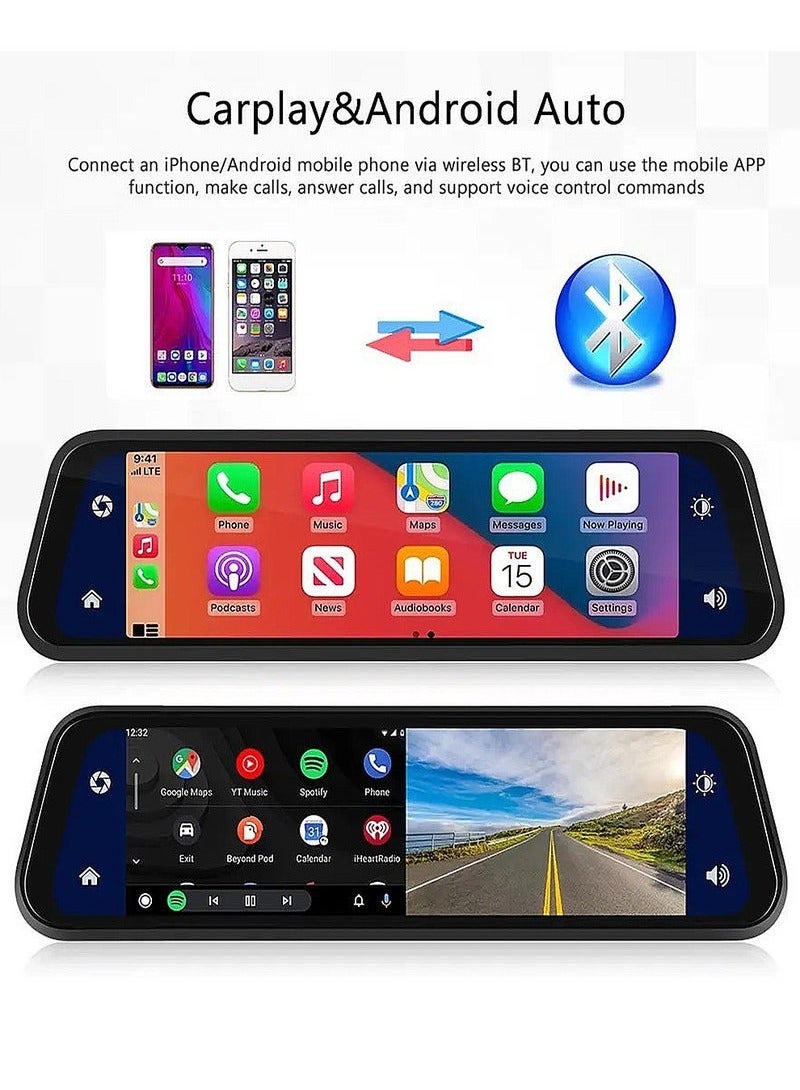 عربست كاميرا سيارة 4K، كاميرا أمامية وخلفية، شاشة كاملة 9.66 بوصة، مرآة الرؤية الخلفية، مسجل قيادة، واي فاي، تسجيل مزدوج أمامي وخلفي، رؤية ليلية عالية الدقة - Image 4