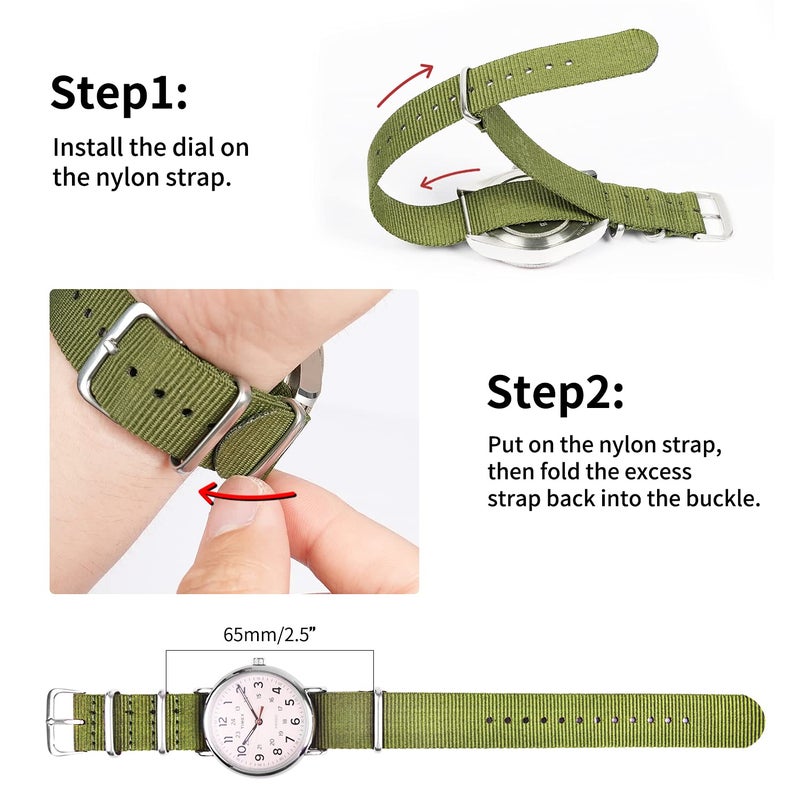 Ritche Christmas Gift 4PC 16mm Nylon Strap Nylon Watch Band Replacement Watch Straps for Men Women, White Elephant Gifts, Stocking Stuffers for Men - Image 5