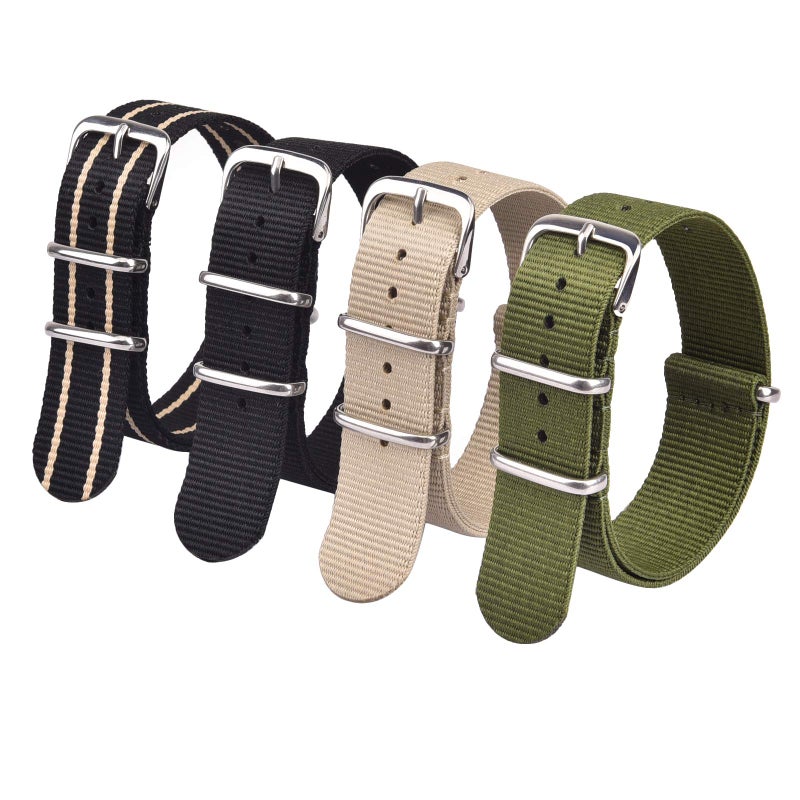 Ritche Christmas Gift 4PC 16mm Nylon Strap Nylon Watch Band Replacement Watch Straps for Men Women, White Elephant Gifts, Stocking Stuffers for Men - Image 1