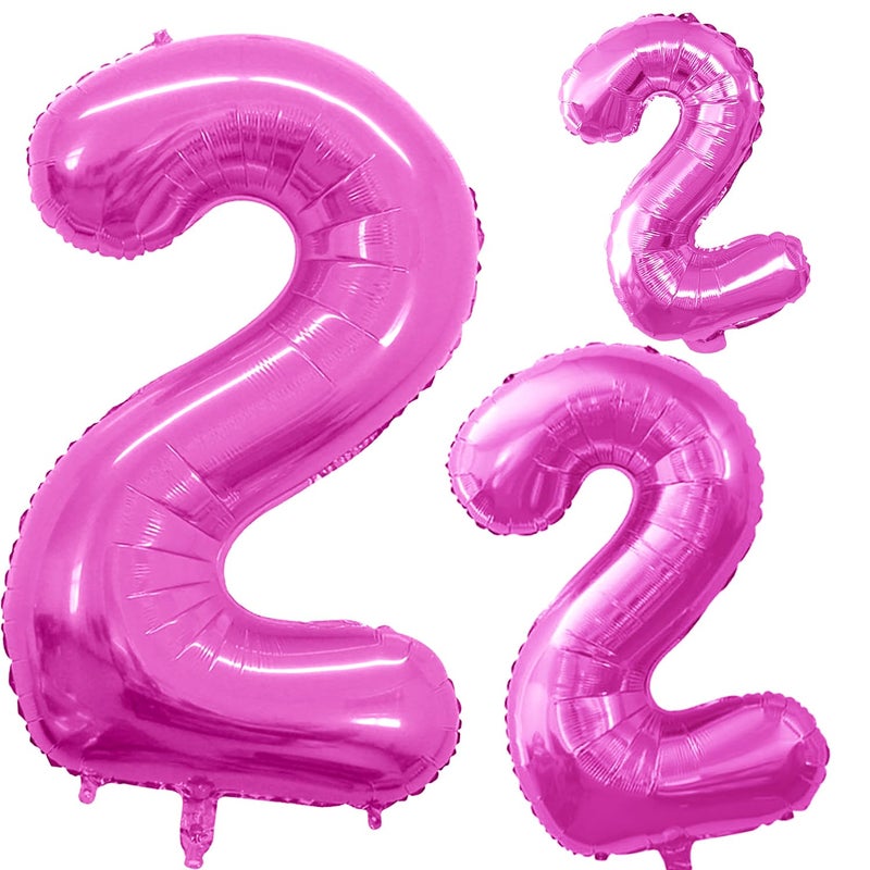 GOER Pink Foil Balloons Number 2,Huge Number Balloons for 2nd 22nd Birthday Party Supplies Anniversary Decorations(3 pcs,42 inch,32 inch,16inch) - Image 3
