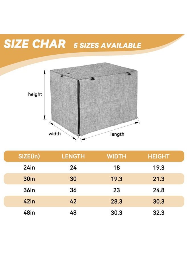 Akinerri Dog Crate Cover - Double Door Waterproof Pet Kennel Cover, Durable 600D Polyester Protective Cage Cover for 24/30/36/42/48 Inch Dog Crate - Grey - Image 5